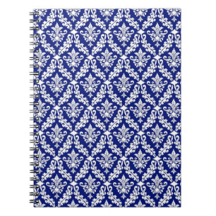 Caderno Espiral Notebook Vintage Royal Blue Damask