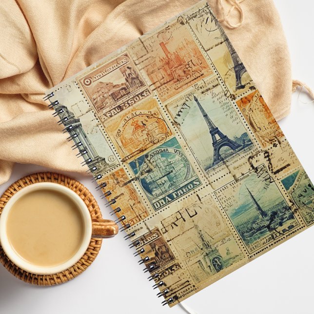 Caderno Espiral Notebook Vintage Stamp Spiral (Criador carregado)