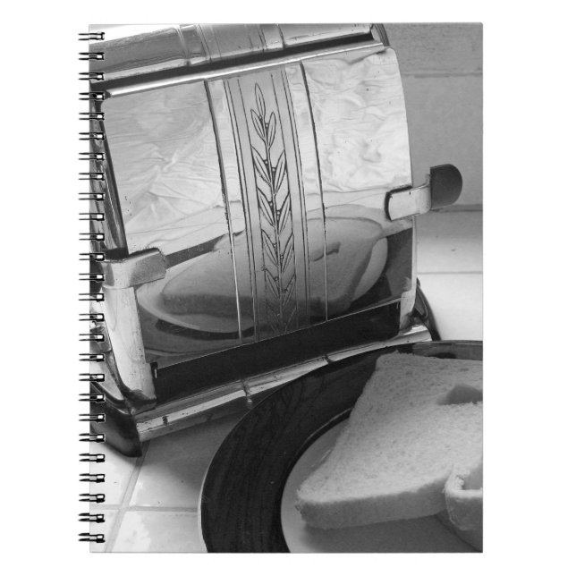 Caderno Espiral Notebook Vintage Toaster Black White Kitchen (Frente)