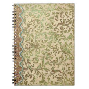 Caderno Espiral Notebook Vintage Verdigris Scroll Spiral Diário