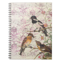 Notebook Vintage Victorian Birds | Escrevendo Eleg