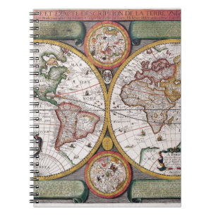 Caderno Espiral Notebook Vintage World Map Explorer