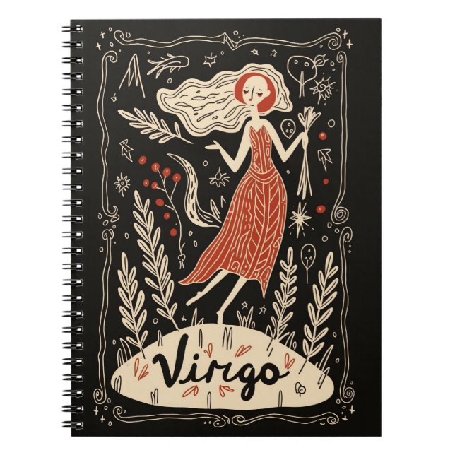Caderno Espiral Notebook Virgo Celestial Zodiac Art (Frente)