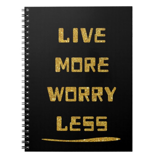 Caderno Espiral Notebook - viva mais com menos preocupações (Frente)