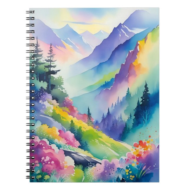 Caderno Espiral notebook Watercolor Mountain (Frente)