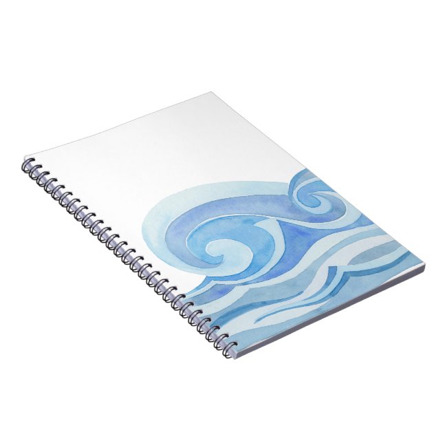 Caderno Espiral Notebook Watercolor Ocean Waves (Lado Direito)