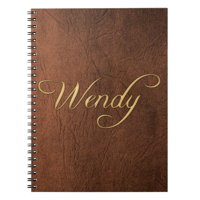 Caderno Espiral Notebook WENDY Faux Leather Brown Texture Arty (Frente)
