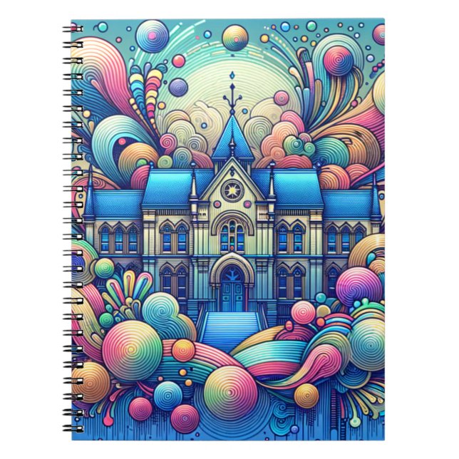 Caderno Espiral Notebook Whimsic Fantasy Building Art (Frente)
