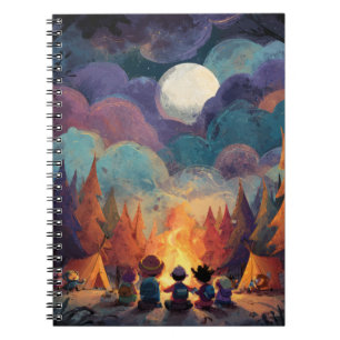 Caderno Espiral Notebook Whimsical Campfire Full Moon