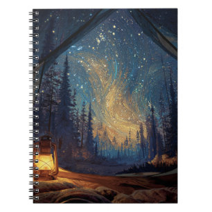 Caderno Espiral Notebook Whimsical Lanterna Forest Sky