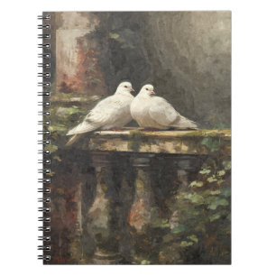 Caderno Espiral Notebook White Doves Garden