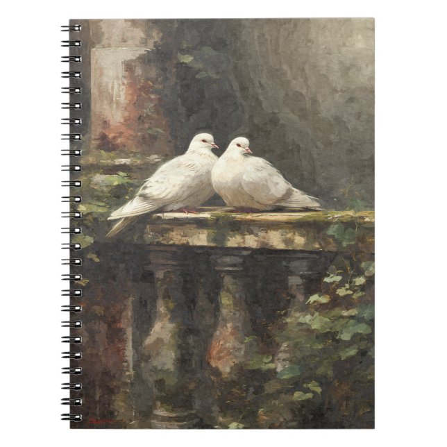 Caderno Espiral Notebook White Doves Garden (Frente)