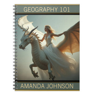 Caderno Espiral Notebook White Dragon Rider
