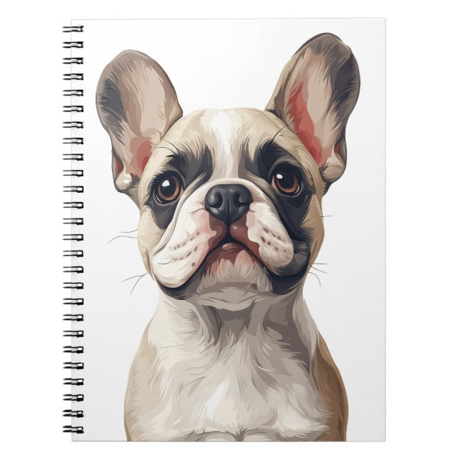 Caderno Espiral Notebook White French Buldogue (Frente)