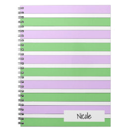 Caderno Espiral Notebook White, Lilac e Green Stripes