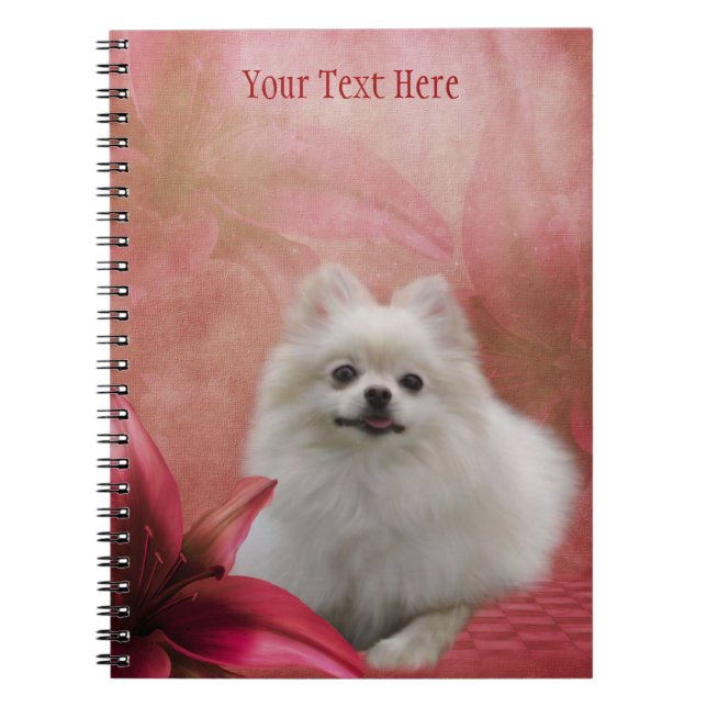 Caderno Espiral Notebook White Pomeranian Fantasy Dog Art (Frente)