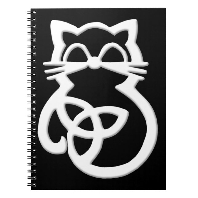 Caderno Espiral Notebook White Trinity Knot Celtic Cat (Frente)