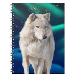 Caderno Espiral Notebook White Wolf & Aurora