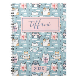 Caderno Espiral Notebook Winter Kitty Cats Spiral