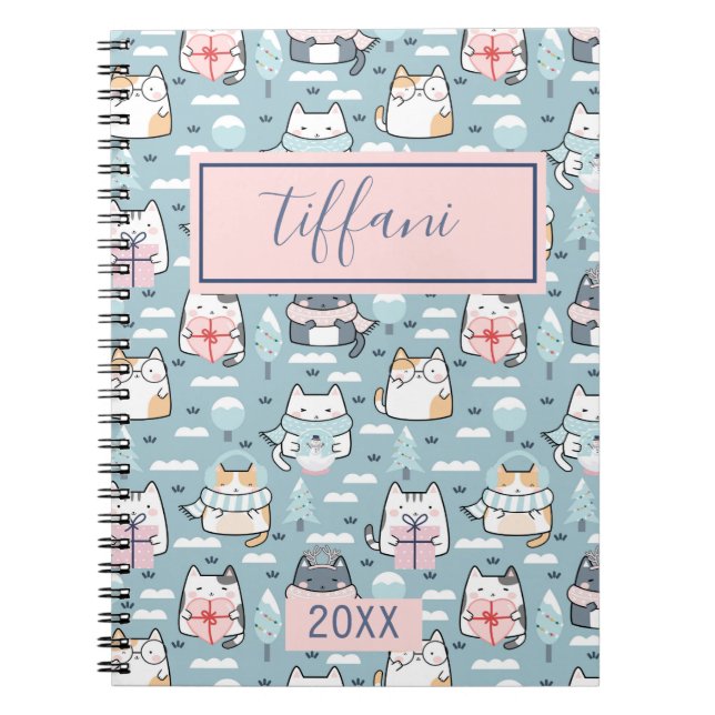 Caderno Espiral Notebook Winter Kitty Cats Spiral (Frente)