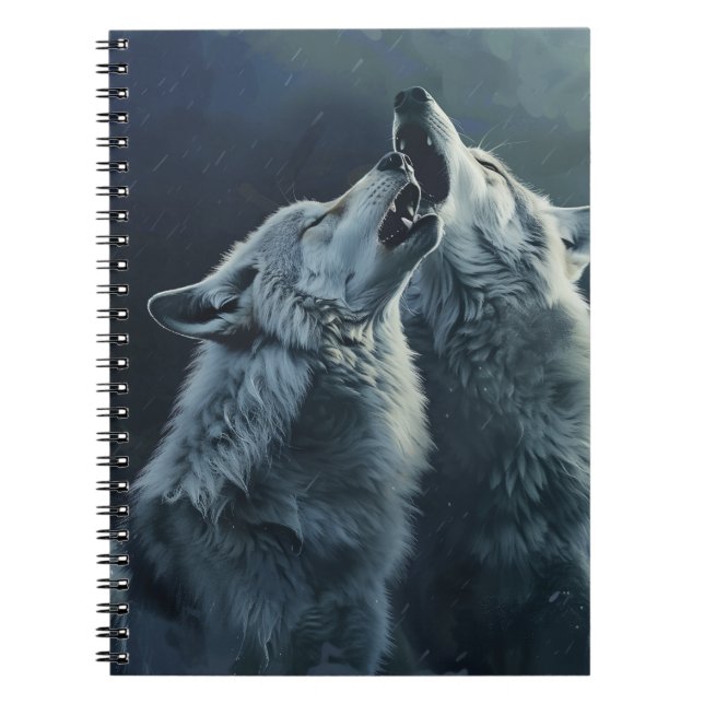 Caderno Espiral Notebook Wolf Howling por Designs da PS Nature (Frente)