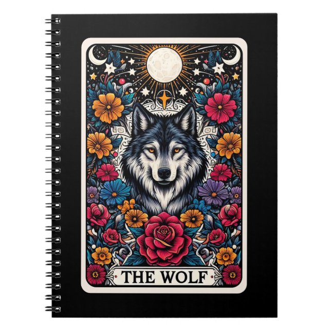 Caderno Espiral Notebook Wolf Spirit Tarot Card (Frente)