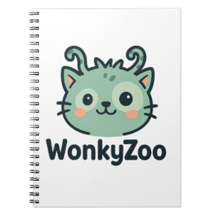 Caderno Espiral Notebook Wonky Zoo Cat Diário Engraçado