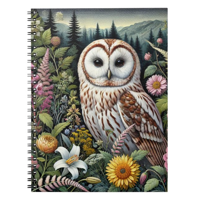 Caderno Espiral Notebook Woodland Owl Spiral | Cute Owl-Themed (Frente)
