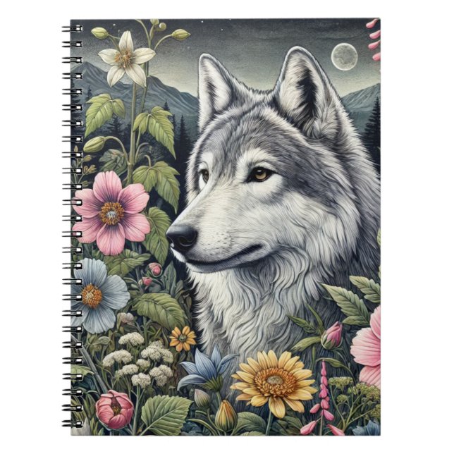 Caderno Espiral Notebook Woodland Wolf Spiral | Wolf-Themed (Frente)