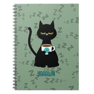 Caderno Espiral notebook YAAAWN com gato sonolento