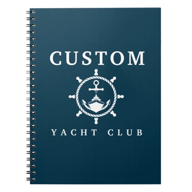 Caderno Espiral Notebook Yacht de Nome Personalizado, Log de Convi (Frente)