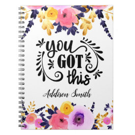 Caderno Espiral Notebook "You Have This" Personalizado Floral