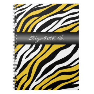 Caderno Espiral Notebook Zebra Print Yellow Mix Personalizado