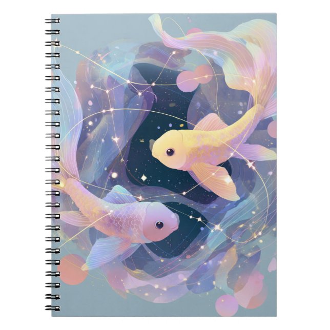 Caderno Espiral Notebook Zodiac - Peixes Celestiais Sonhos (Frente)