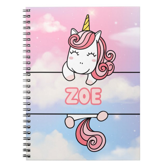 Caderno Espiral Notebook Zoe Unicorn Girlie Personalizado (Frente)