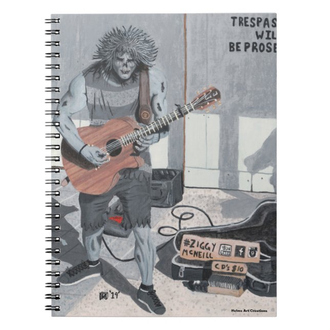 Caderno Espiral Notebook Zombie Guitar Músico Espiral (Frente)