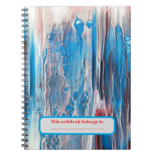 Caderno Espiral Notebooks Abstrato Azul Branco Personalizados