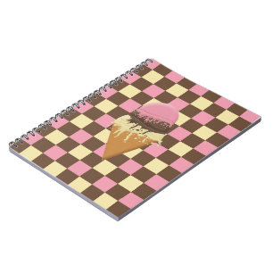 Caderno Espiral Notebooks com padrão verificado no Sorvete napoli