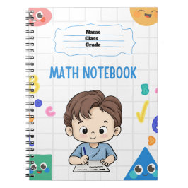Caderno Espiral Notebooks de matemática personalizados para a esco