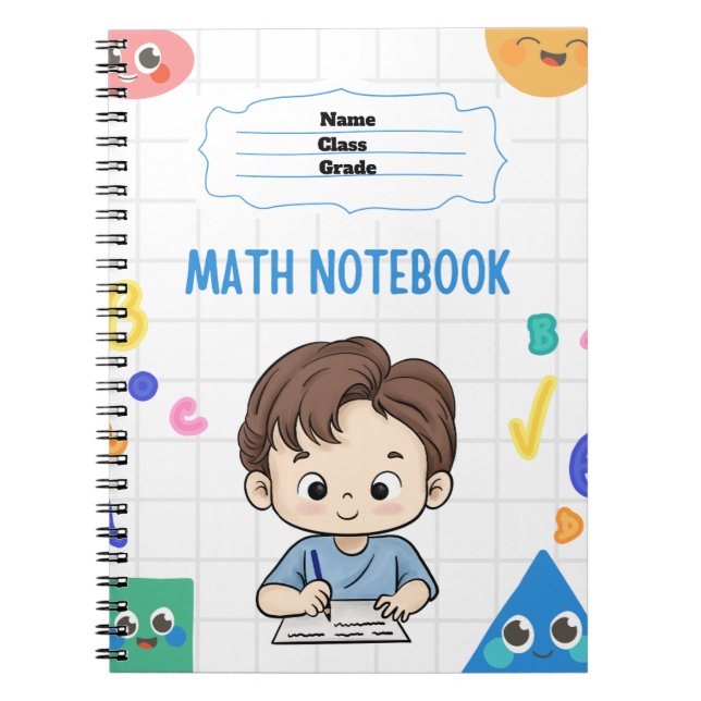 Caderno Espiral Notebooks de matemática personalizados para a esco (Frente)