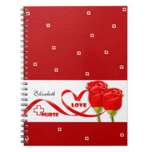 Caderno Espiral Notebooks de presentes Rosa vermelha para enfermei