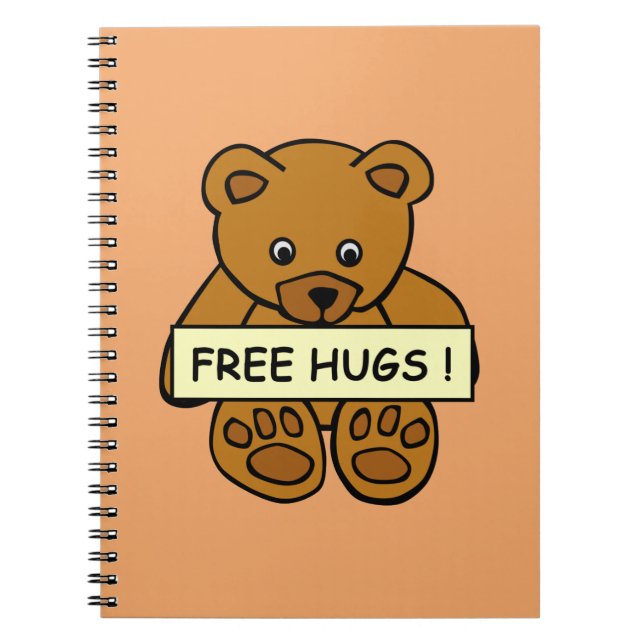 Caderno Espiral Notebooks de Ursinho Free Hugs (Frente)