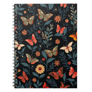 Caderno Espiral Notebooks espirais com padrão de borboleta colorid