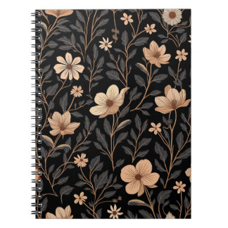Caderno Espiral Notebooks espirais com padrão de flor branca