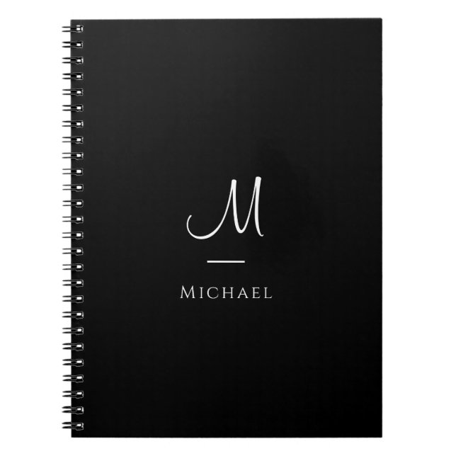 Caderno Espiral Notebooks Initial Letter Elegant Modern Monogram (Frente)