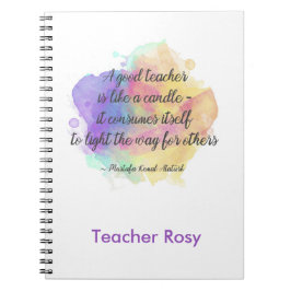Caderno Espiral Notebooks para professores personalizados (Candle 