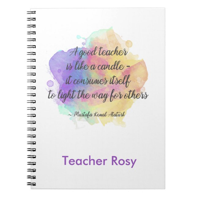 Caderno Espiral Notebooks para professores personalizados (Candle  (Frente)