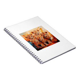 Caderno Espiral Notebooks - Trabalho de arte de cinco leões