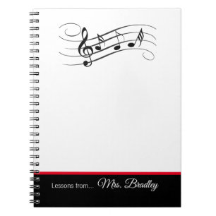 Caderno Espiral Notepad de Funcionarios de Música e Notas, Profess