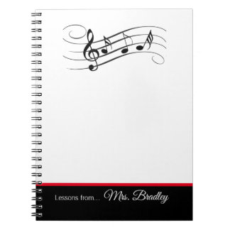 Caderno Espiral Notepad de Funcionarios de Música e Notas, Profess